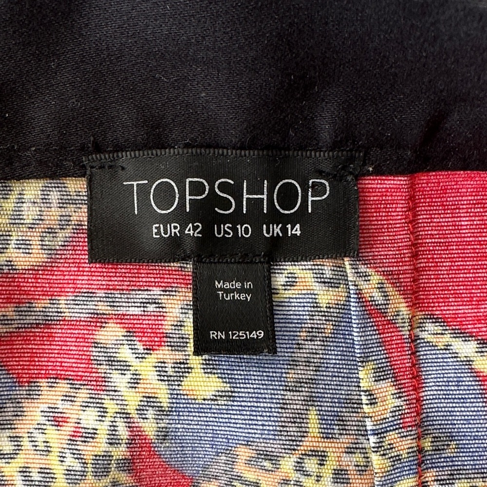 Topshop Red and Blue Patterned Mini Skirt